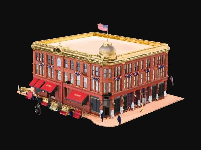 3D model for Historic Corner Building at Sunset