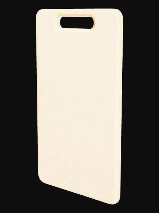 3D model for A plain, rectangular badge buddy with smoothly rounded corners and a horizontal slot at the top center. It is crafted from a rigid, off-white matte plastic, giving it a uniform, solid appearance. The surface has a smooth, non-reflective texture, completely blank and free of any text or markings on the bottom section.