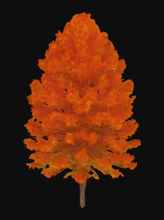 3D model for autumn tree with different autumnal leaves, Polished, Highly Detailed, Ultra Realistic, Highly Detailed, Stylized, Game Assets,