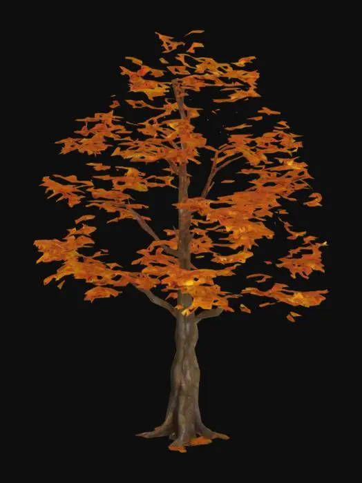 3D model for autumn maple tree with different autumnal leaves, Polished, Highly Detailed, Ultra Realistic, Highly Detailed, Stylized, Game Assets,