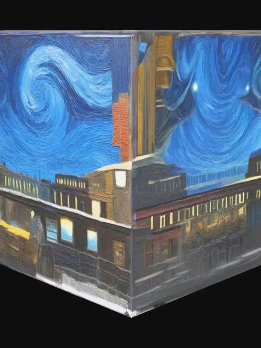 3D model for Highly Detailed, Stylized, Full 3d explorable model version of Van Goghs "Cafe Terrace at Night" painting with parts you can separate, #AroundTheWorld#
