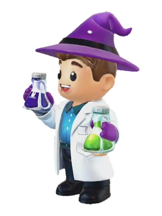 Potion Professor 3D model, vytvořený pomocí AI