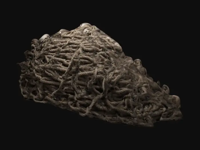 3D model for large pile of corpses laid in an organized pattern. wrapped in rope and chains