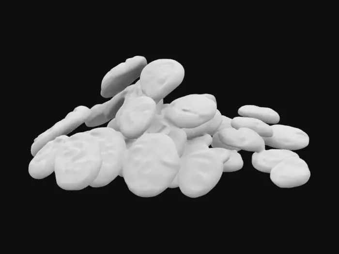 3D model for large pile of chocolate chip cookies scattered all over the floor