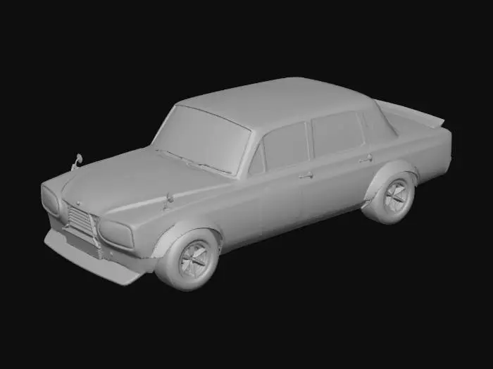 3D model for Classic White and Blue Race Car No. 6