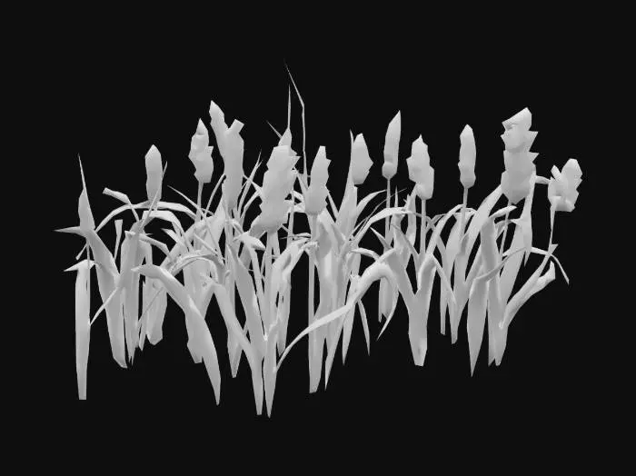 3D model for a lowpoly cartoonish field of wheat
