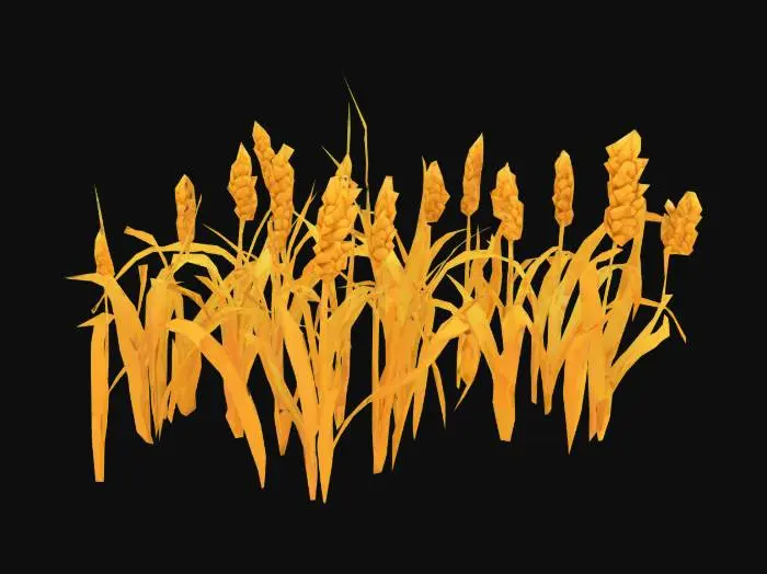 3D model for a lowpoly cartoonish field of wheat