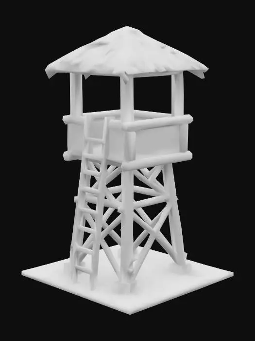 3D model for a wooden watch tower