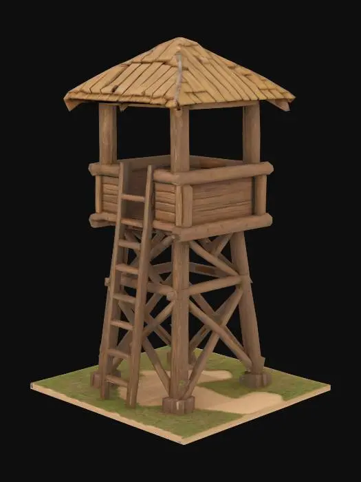 3D model for a wooden watch tower