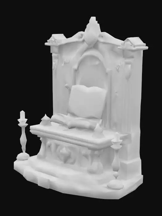 3D model for a cartoonish low poly magical altair with a book on it
