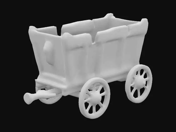 3D model for A empty minecart, Stylized video game asset, world of warcraft art style