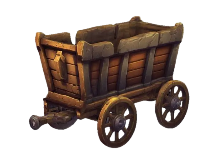 A empty minecart, Stylized video game asset, world of warcraft art style - Worldofwarcraft 3D model, vytvořený pomocí AI