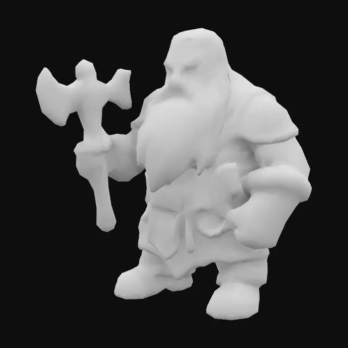 3D model for The object is the statue of dwarf made of dwarf rocks, highly detailed, sculpture with cracks and a rough texture and a predominantly stone-gray color, game assets, world of warcraft art style