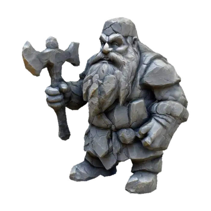 The object is the statue of dwarf made of dwarf rocks, highly detailed,… - Worldofwarcraft 3D model, vytvořený pomocí AI
