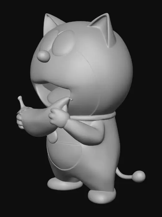 3D model for doraemon eating whole single long brinjals