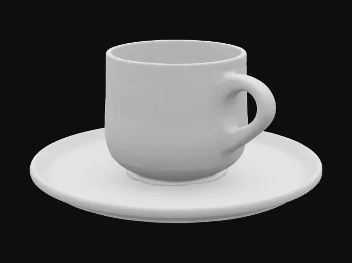 3D model for Floral Teacup and Saucer.