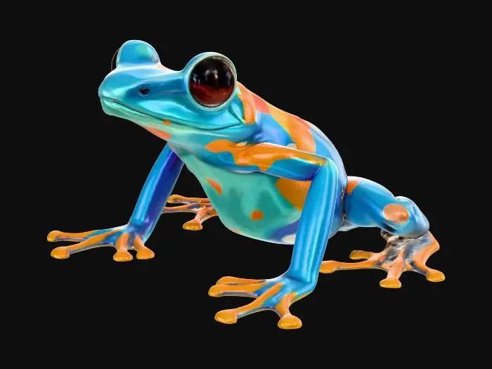 3D model for a blue and orange dart frog