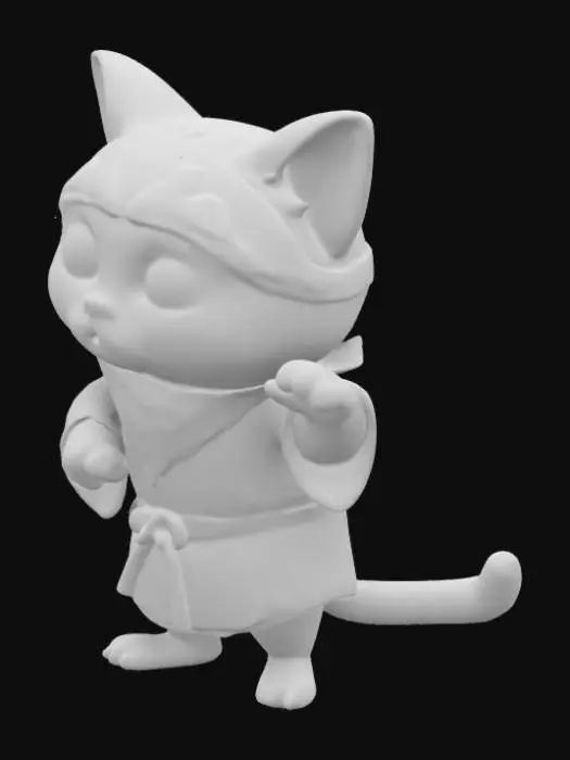 3D model for a cute tiny little kitten wearing a bandana and a kunfu masters robe and black belt 