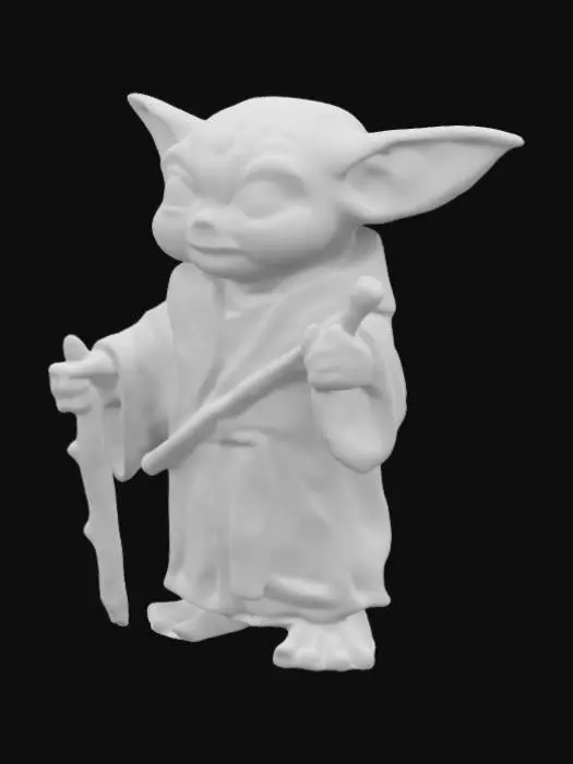 3D model for a small green goblin creature based on yoda from start wars that gives off a wise feeling and yet a intemidating presence