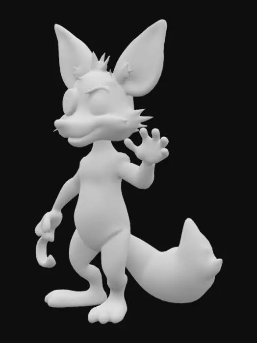 3D model for An anthropomorphic animatronic fox character with a lean, somewhat tattered build. Its fur appears to be made of worn, crimson-red fabric or plush material, showing patches of discoloration and tears, revealing metallic endoskeleton parts underneath. It has a triangular snout, yellow eyes, and large, pointed ears. A dark brown eyepatch covers its right eye, and a shiny, metallic hook replaces its left hand, suggesting a pirate-like appearance. Its posture is upright, with one arm slightly raised, ready for action.