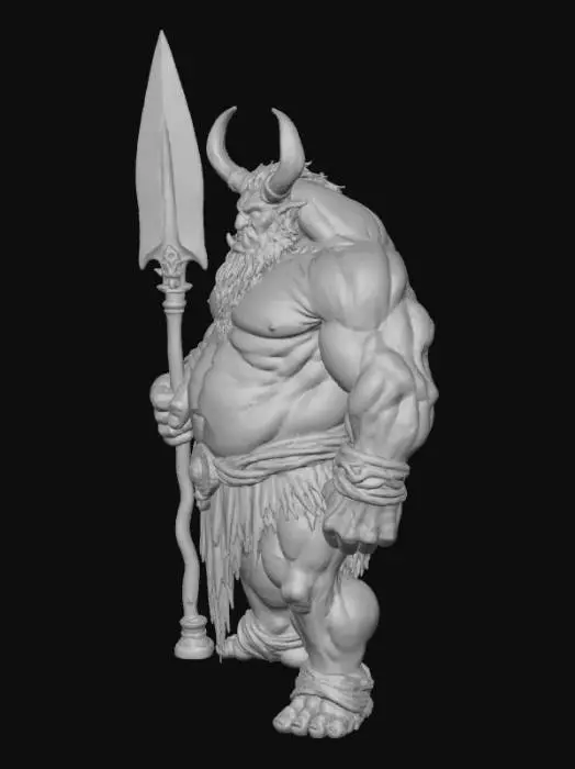 3D model for a giant blue ogre with one eye and a horn coming out the top it weilds a giant club and a giant rag around iuts waist