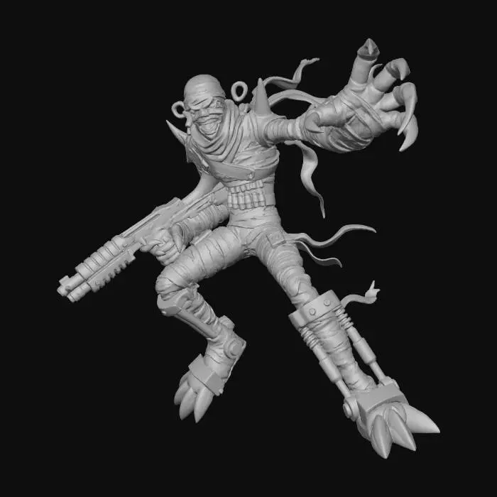 3D model for 위그림이 공격하는 모션으로 그려줘 캐릭터 하나만 그려주면돼