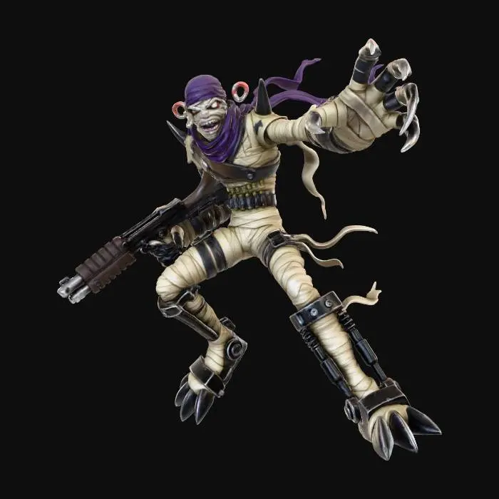 3D model for 위그림이 공격하는 모션으로 그려줘 캐릭터 하나만 그려주면돼