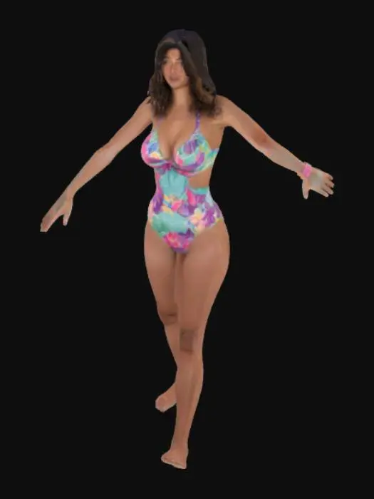3D model for A woman curvy and bouncy woman in a bathing suit