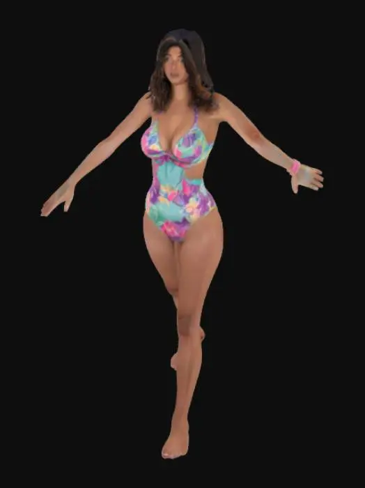 3D model for A woman curvy and bouncy woman in a bathing suit