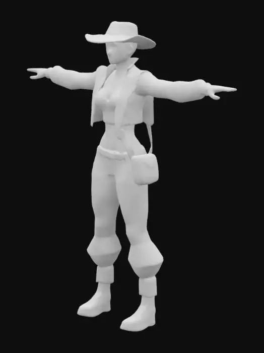 3D model for create clothes of the future that women with backpack will wear, clothes should be stylish and cool but made from environmentally friendly material or fabric 
T-pose