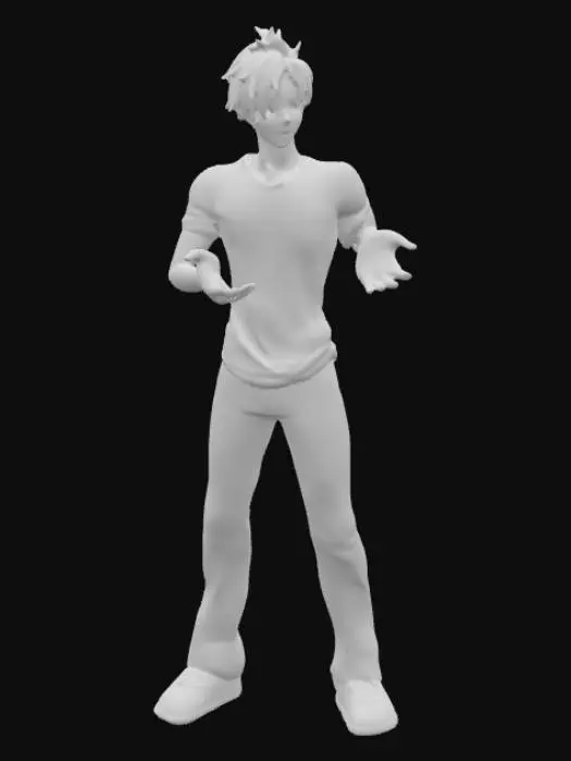 3D model for UN PERSONAGE MAXCULIN RESENBLANT A CEUX DE GENSIN IMPACT ET UNE APPARENCE JAPONAIS ANIME CHEVEUX BLEUX 