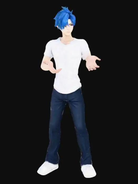 3D model for UN PERSONAGE MAXCULIN RESENBLANT A CEUX DE GENSIN IMPACT ET UNE APPARENCE JAPONAIS ANIME CHEVEUX BLEUX 