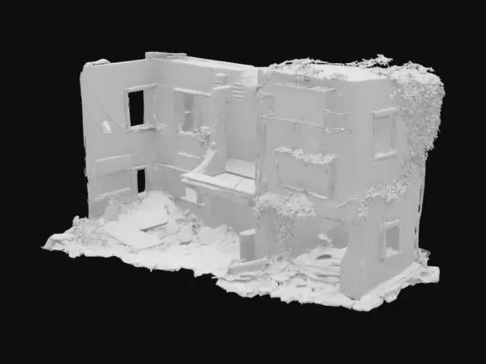 3D model for edificio retrofuturista destruida y distopica estilo fallout