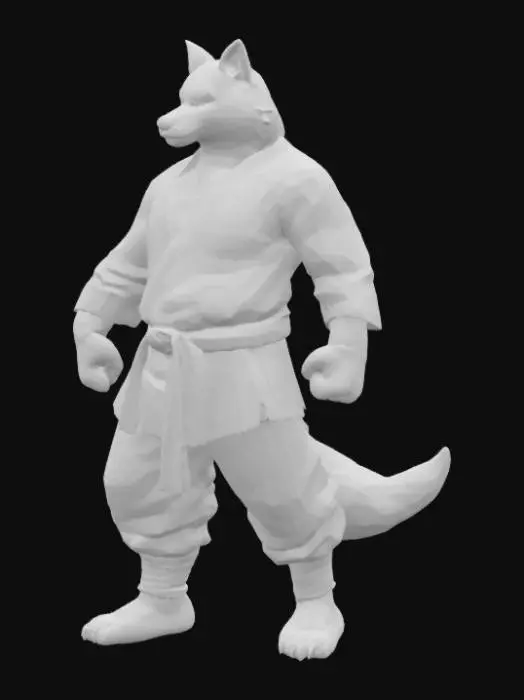 3D model for Karate Wolf in Bamboo Forest