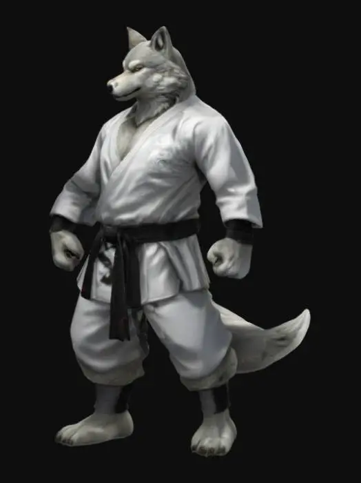 3D model for Karate Wolf in Bamboo Forest