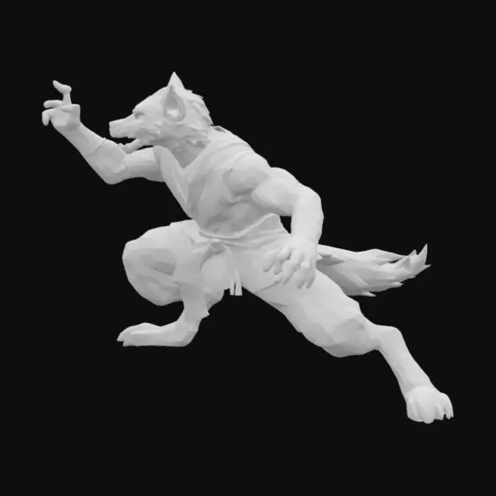 3D model for Wolf Martial Artist in Bamboo Forest