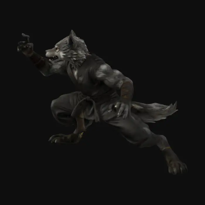 3D model for Wolf Martial Artist in Bamboo Forest