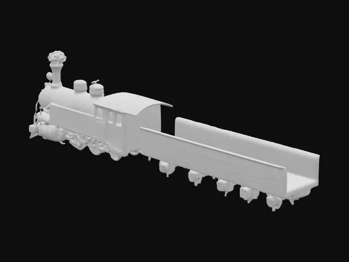 3D model for un long train à vapeur style western