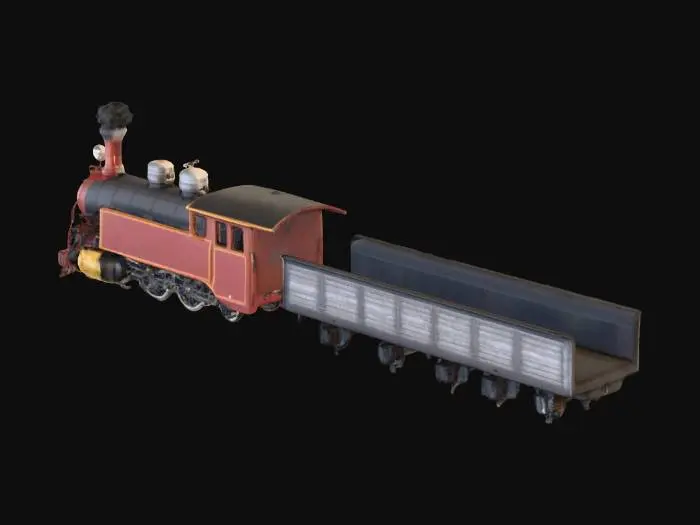 3D model for un long train à vapeur style western