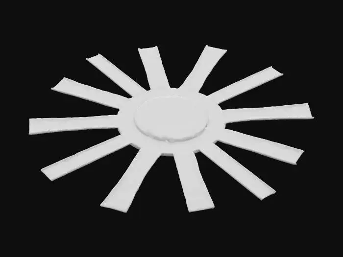 3D model for Maquette d'un carrefour de 8 très longues routes droites et au milieu une grande route circulaire entourant un terrain herbeux à peine surélevé.