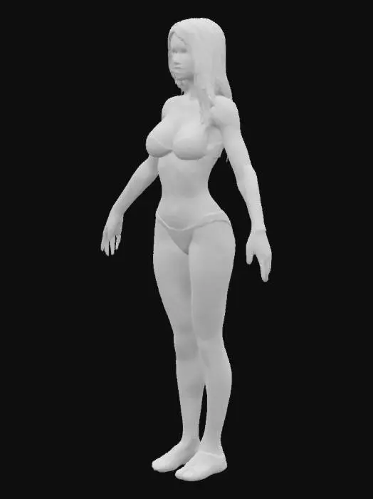 3D model for female zombie brown skin wounded left breast bikini with two toned legs Unreal Engine 4 A-Pose single person