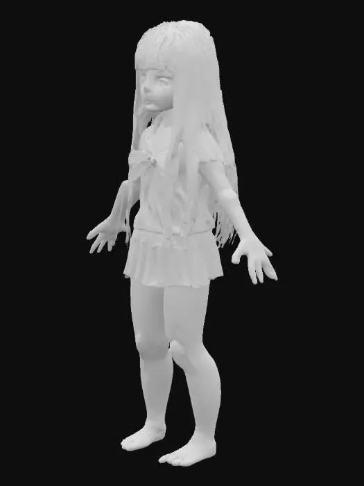 3D model for japan school girl zombie white skin little rotten no wounds school style bikini with two toned legs Unreal Engine 4 A-Pose single person