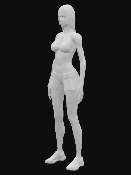 3D model for japan school girl zombie white skin little rotten no wounds school style bikini with two toned legs Unreal Engine 4 A-Pose single person
