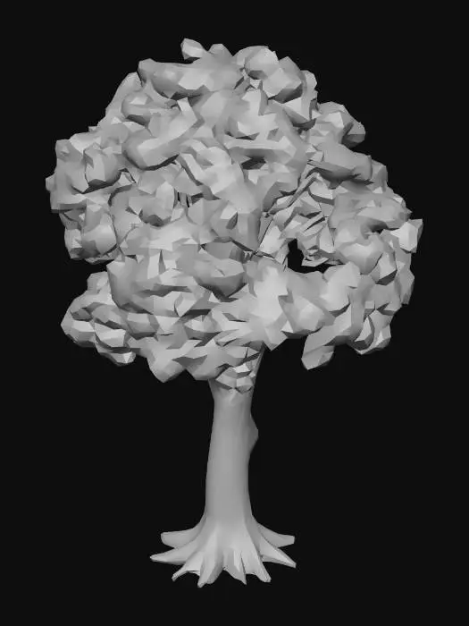 3D model for A green-brown medium tree. Unreal Engine 4.