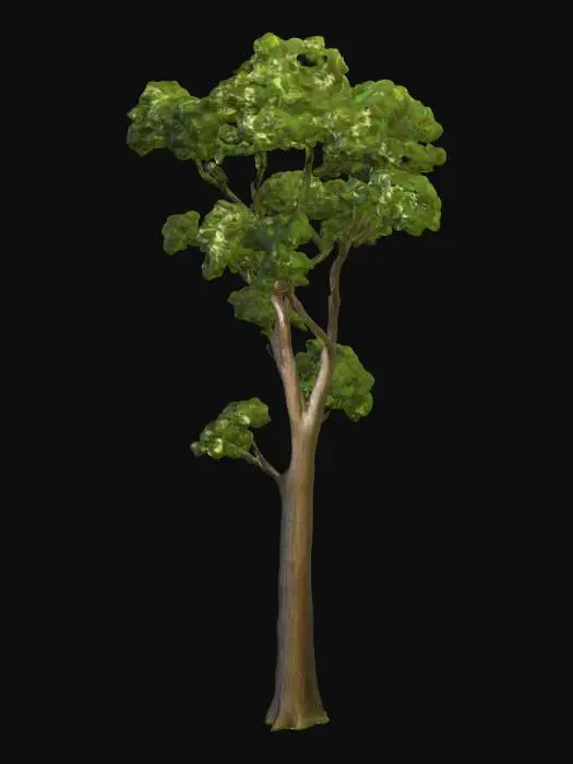 3D model for A green-brown medium tree. Unreal Engine 4. Low amount of vertices.
