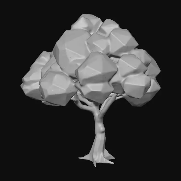 3D model for A green-brown medium tree. Unreal Engine 4 low poly.