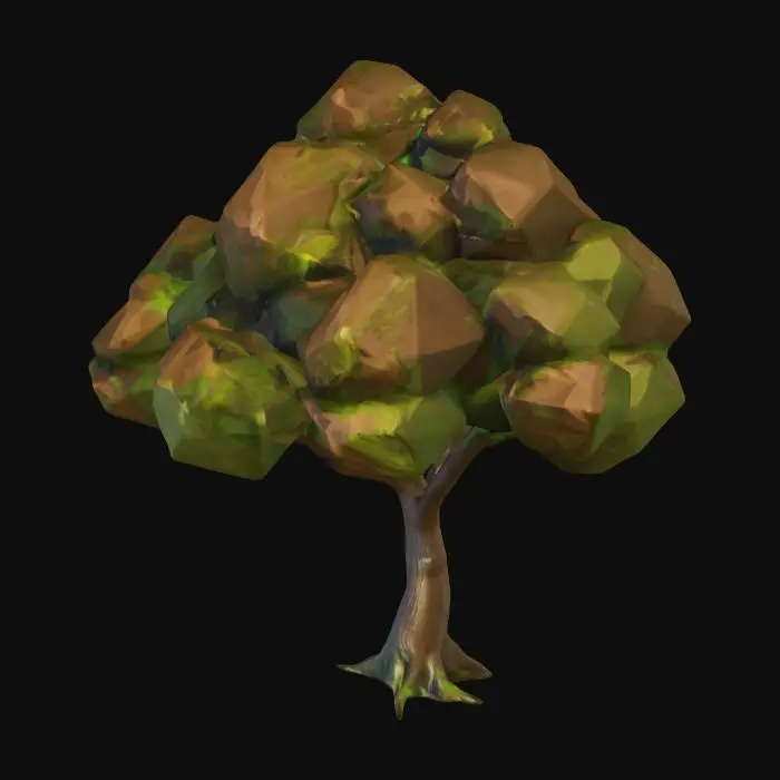 3D model for A green-brown medium tree. Unreal Engine 4 low poly.