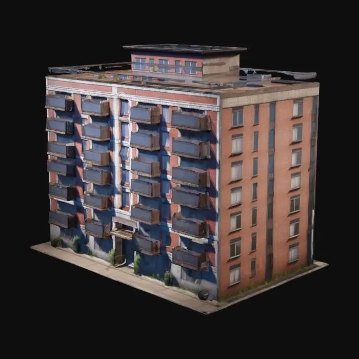 3D model for apartment building; unreal engine 4; optimized texturing