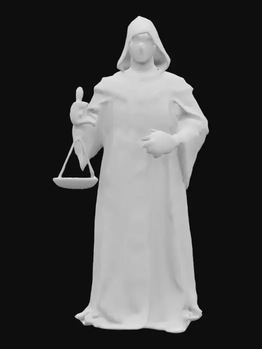 3D model for O Juiz é uma figura alta e imponente, vestindo um manto negro com símbolos esotéricos em prata. Seu rosto é pálido e sem expressão, parcialmente oculto pelo capuz profundo. Ele segura uma balança de metal antigo.
Cthulhu, Estilizado, Recursos de Jogo, Altamente Detalhado, Assustador, Pose em A, Corpo Inteiro