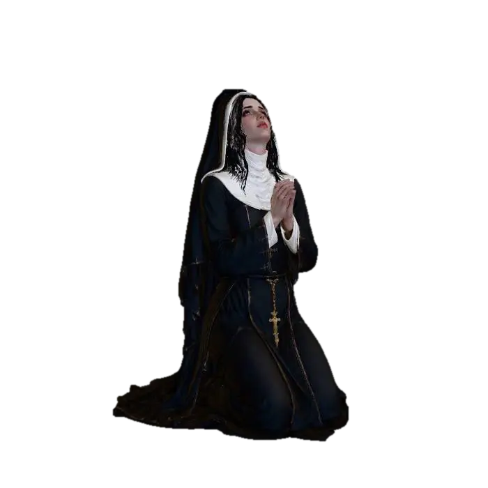Penitent Nun in Prayer with Crown of Thorns 3D model, vytvořený pomocí AI